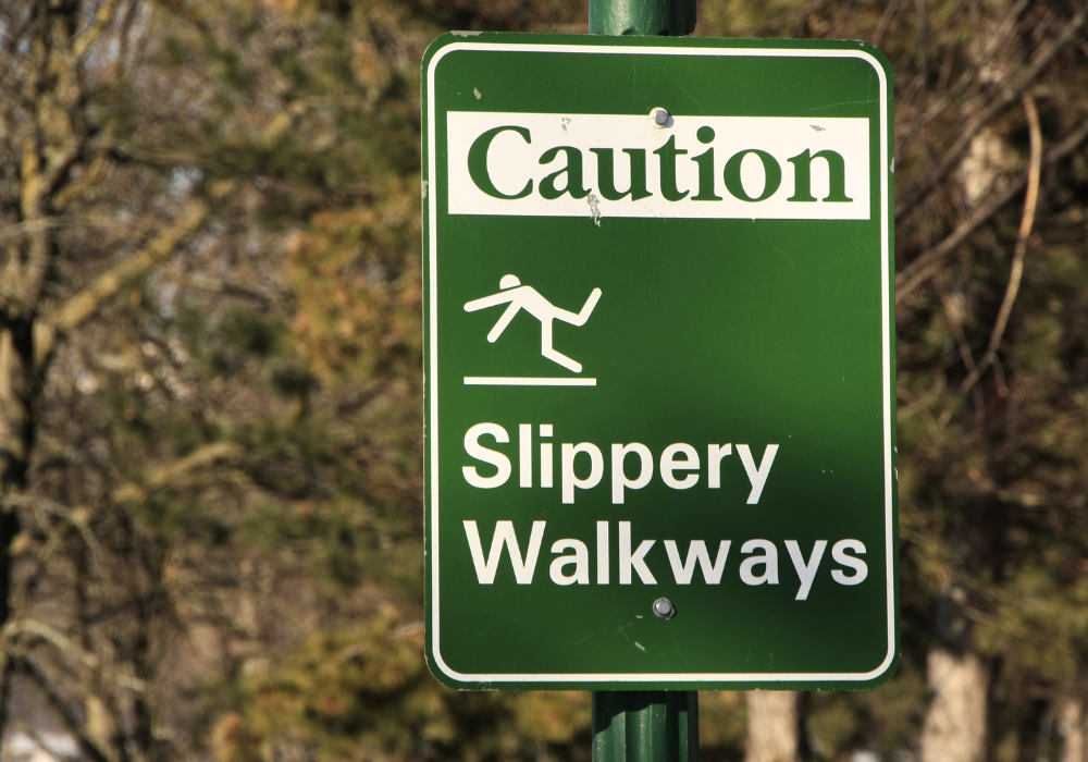 caution slippery path